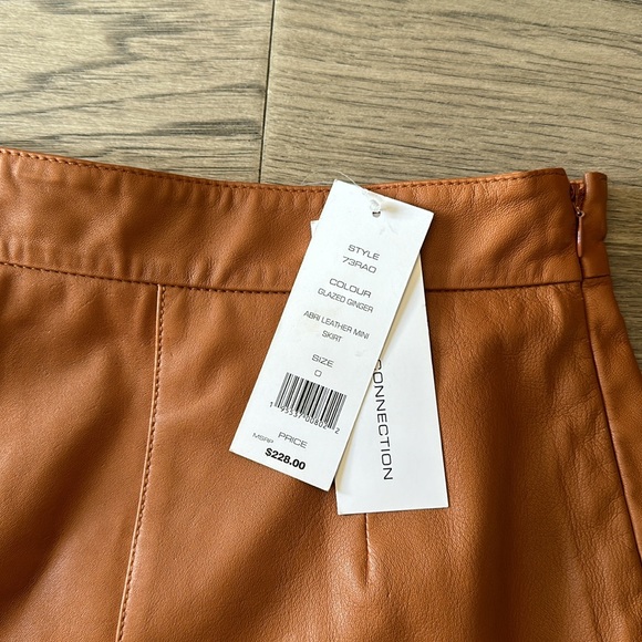 French Connection Glazed Ginger Abri Leather Mini Skirt Size 0 NWT - Picture 10 of 17